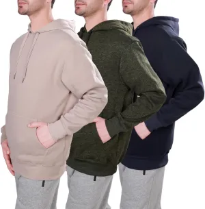 3 Pack Mens Fleece Hoodie Long Sleeve Lightweight Athletic Workout Sweatshirt for Men with Pockets
