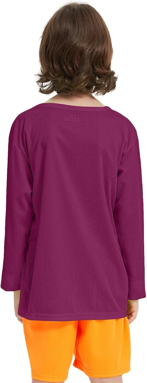 4 Pack Boys Youth Kids Mesh Athletic Quick Dry T Shirts Long Sleeve Moisture Wicking Tee Shirts Active Tops (Age 4-18)