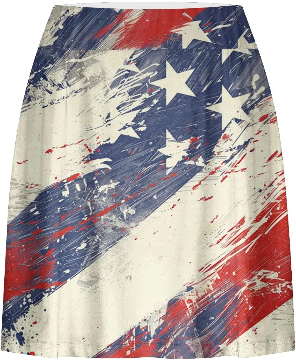 4th of July Skort Patriotic Skirts for Women American Flag Tennis Skirts with Shorts High Waisted Flowy Summer Skorts