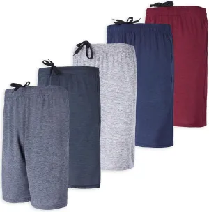5 Pack Men's Active Quick Dry Fit Shorts - Athletic Running Gym Workout Casual Shorts with Pockets Bulk
