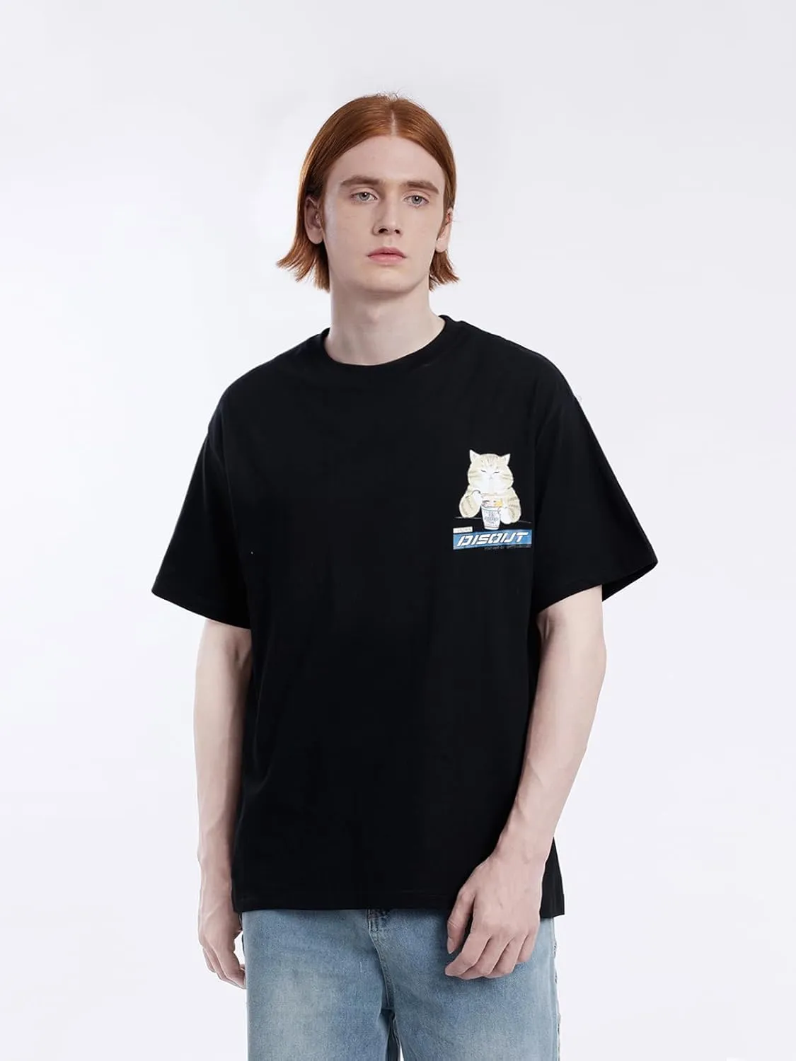 Aelfric Eden Mens Ramen Cat Graphic Tee Oversized Shirts Summer Unisex Printed Casual Harajuku Top Tshirt