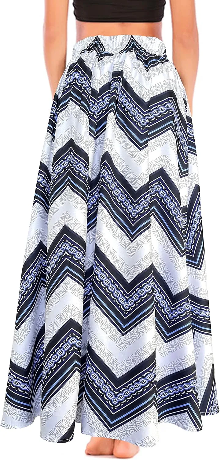 Afibi Women's High Waist Skirt Tie Front A-Line Flowy Long Maxi Skirts with Pockets