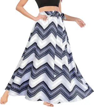 Afibi Women's High Waist Skirt Tie Front A-Line Flowy Long Maxi Skirts with Pockets