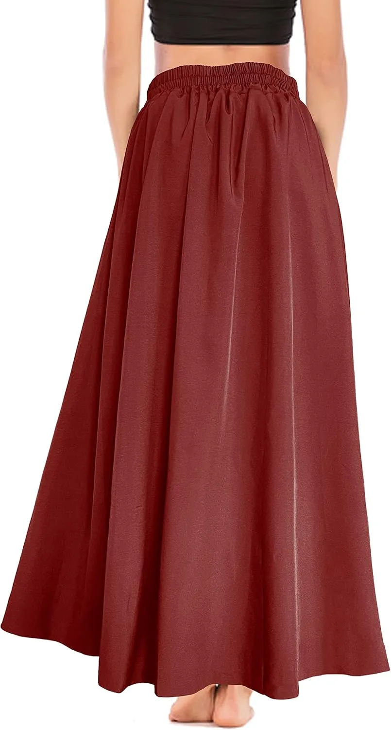 Afibi Women's High Waist Skirt Tie Front A-Line Flowy Long Maxi Skirts with Pockets