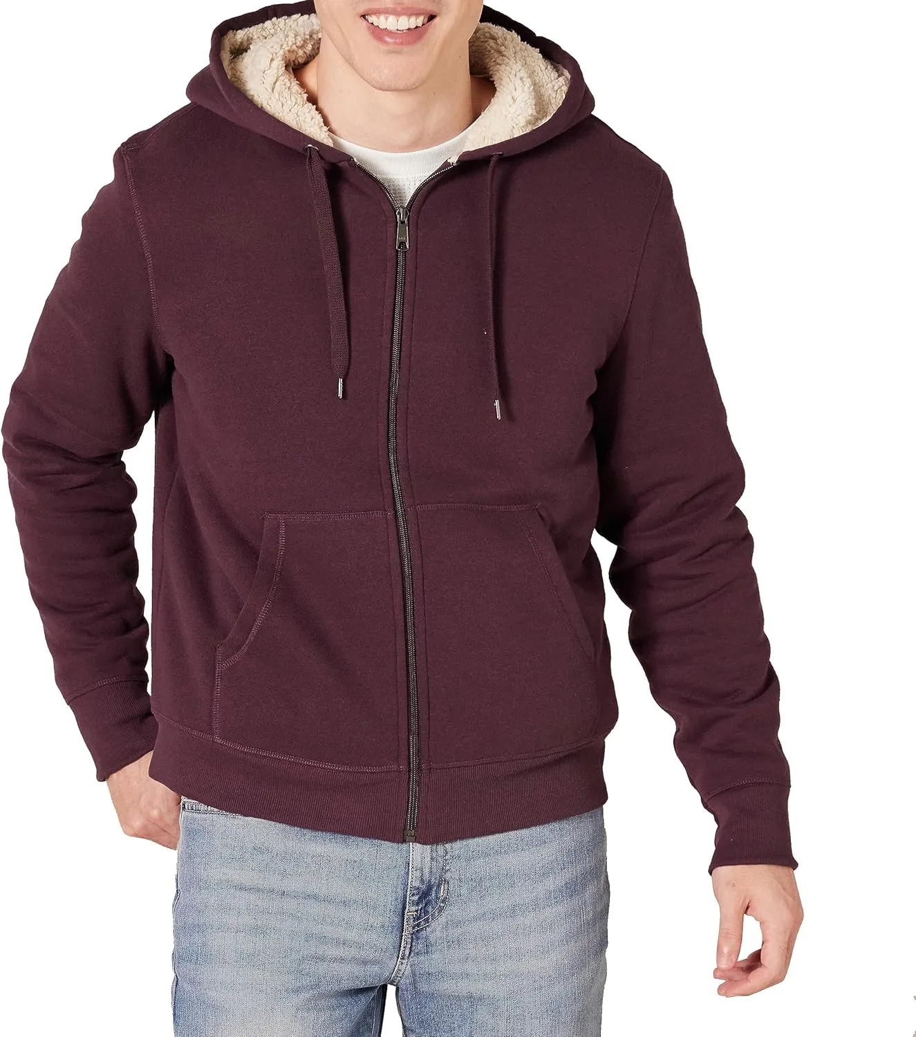 Amazon Essentials Hoodie For Men, Sherpa-Lined Full-Zip Fleece Sweatshirt