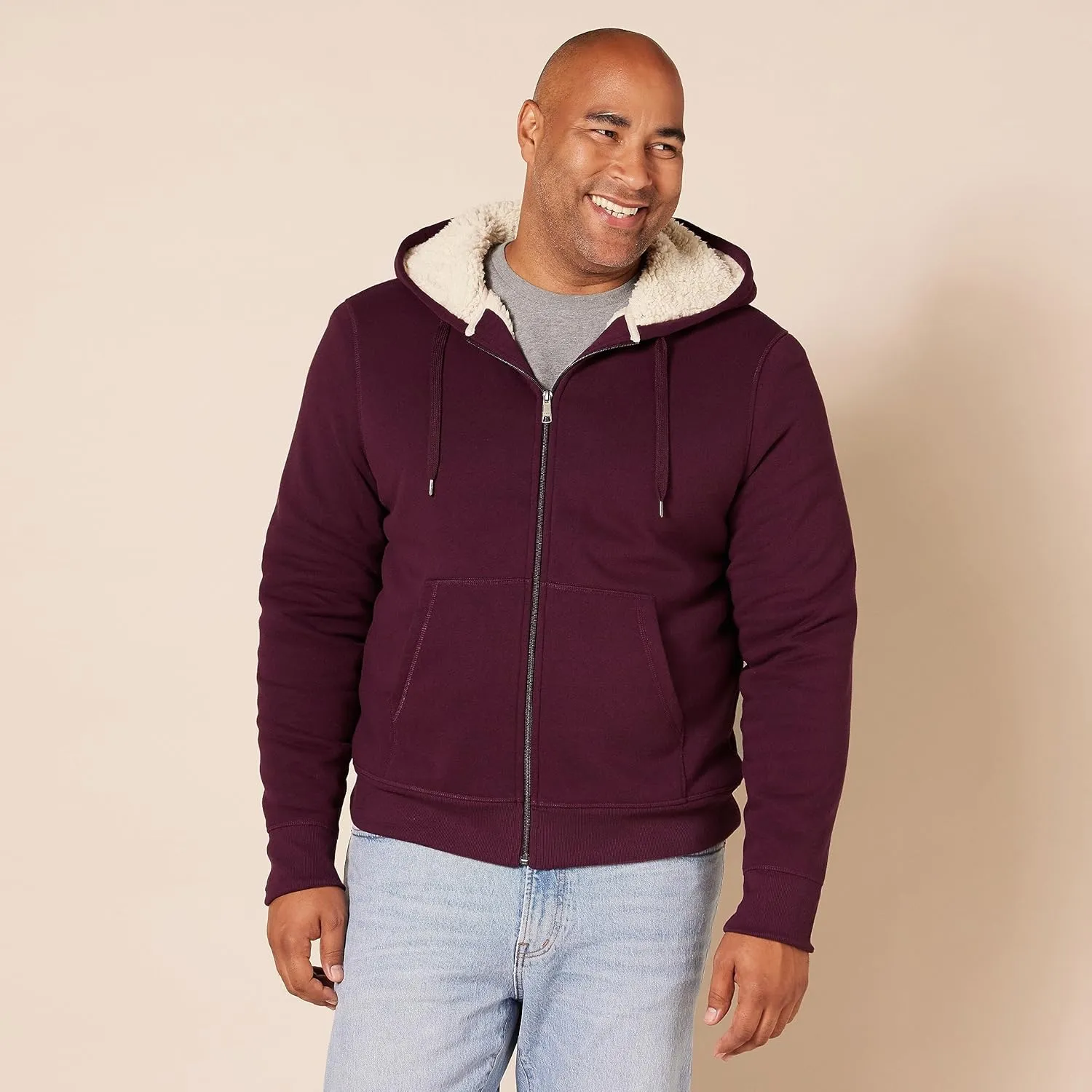 Amazon Essentials Hoodie For Men, Sherpa-Lined Full-Zip Fleece Sweatshirt