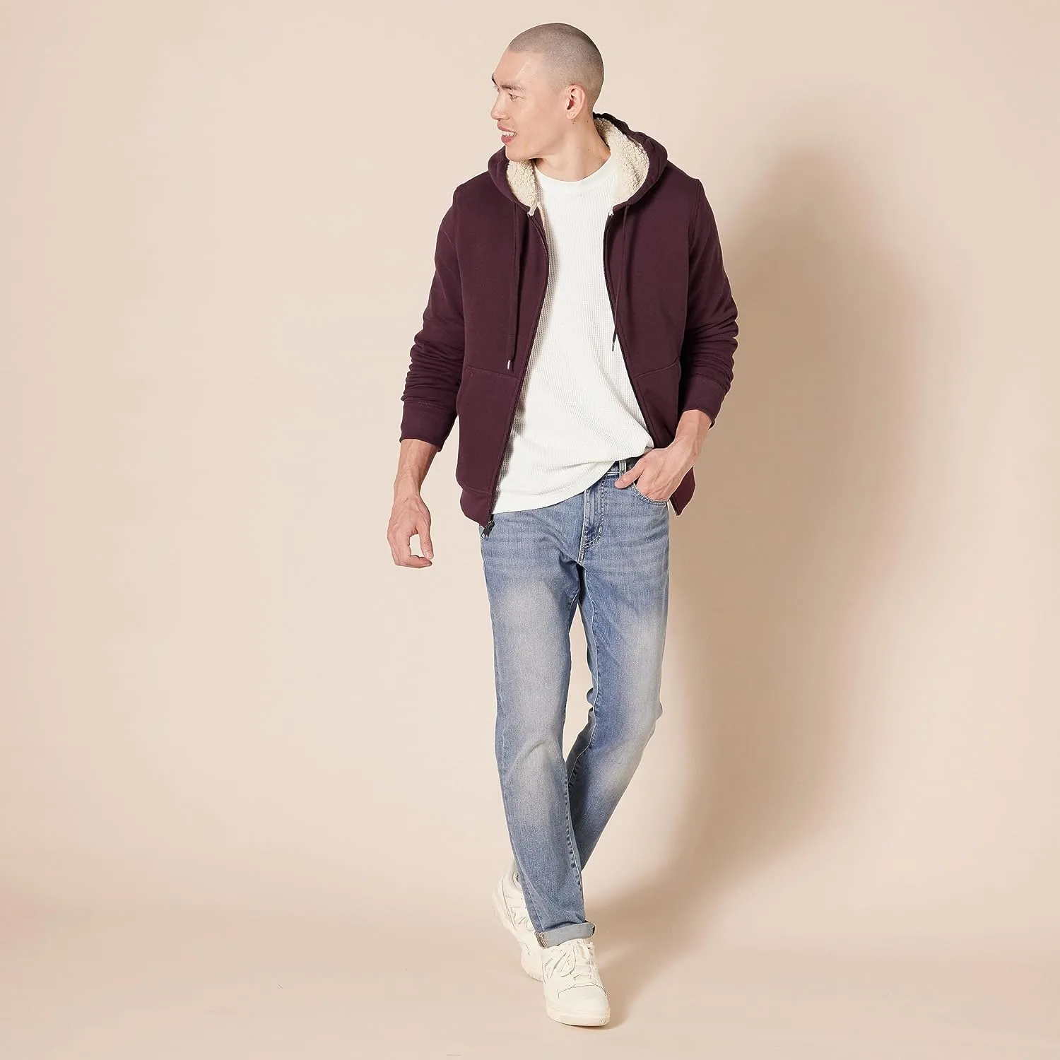 Amazon Essentials Hoodie For Men, Sherpa-Lined Full-Zip Fleece Sweatshirt