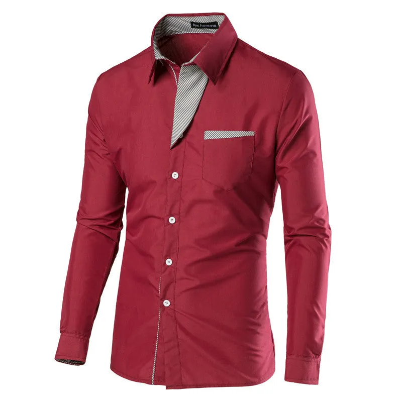 American Casual Style Shirt Long Sleeves Slimming Cotton Shirt Collar Elasticated Slimming Cotton Shirt For Men 8261