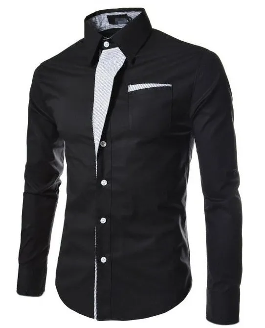 American Casual Style Shirt Long Sleeves Slimming Cotton Shirt Collar Elasticated Slimming Cotton Shirt For Men 8261