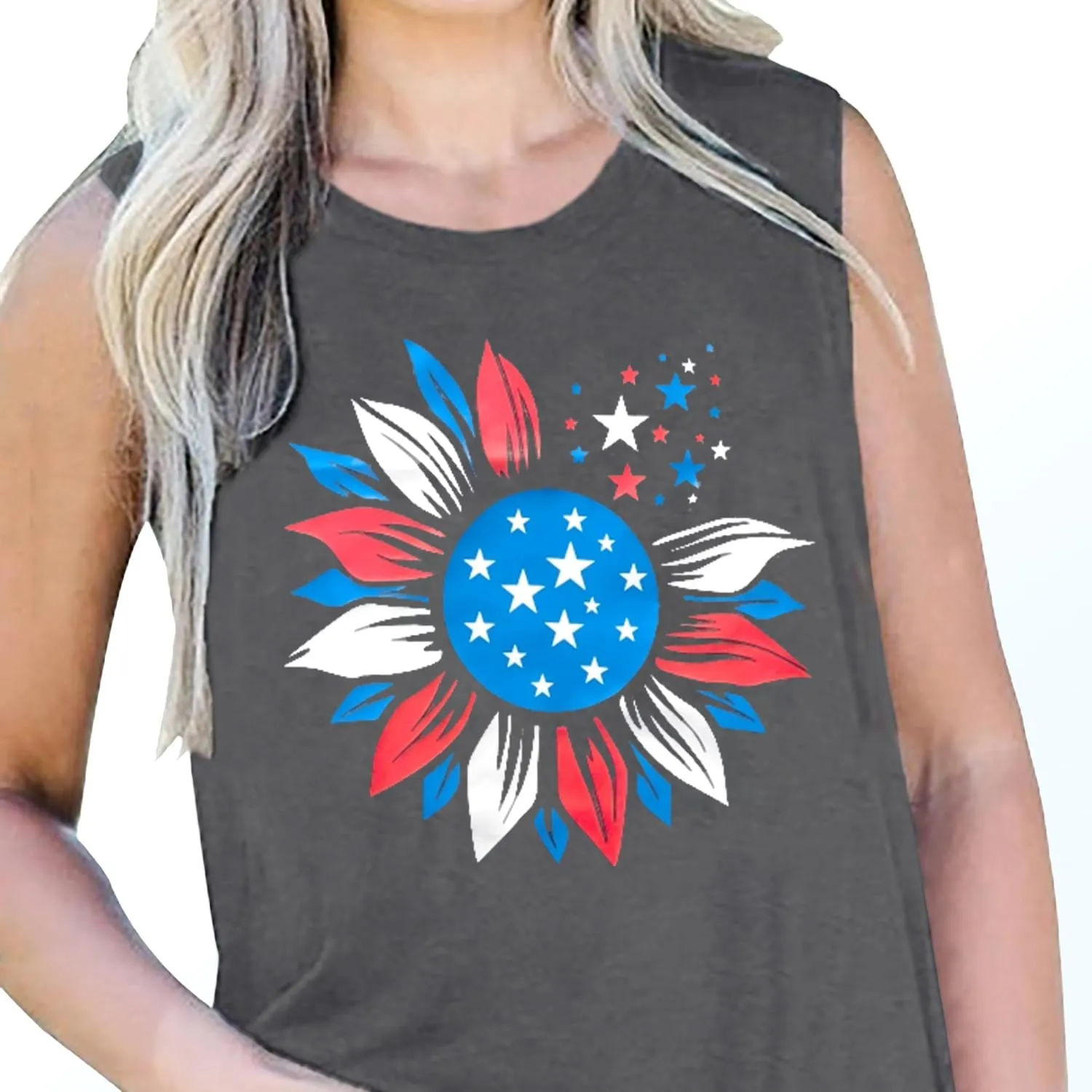 American Flag Tank Tops Women 4th of July Patriotic Shirt USA Flag Stars Stripes Tee