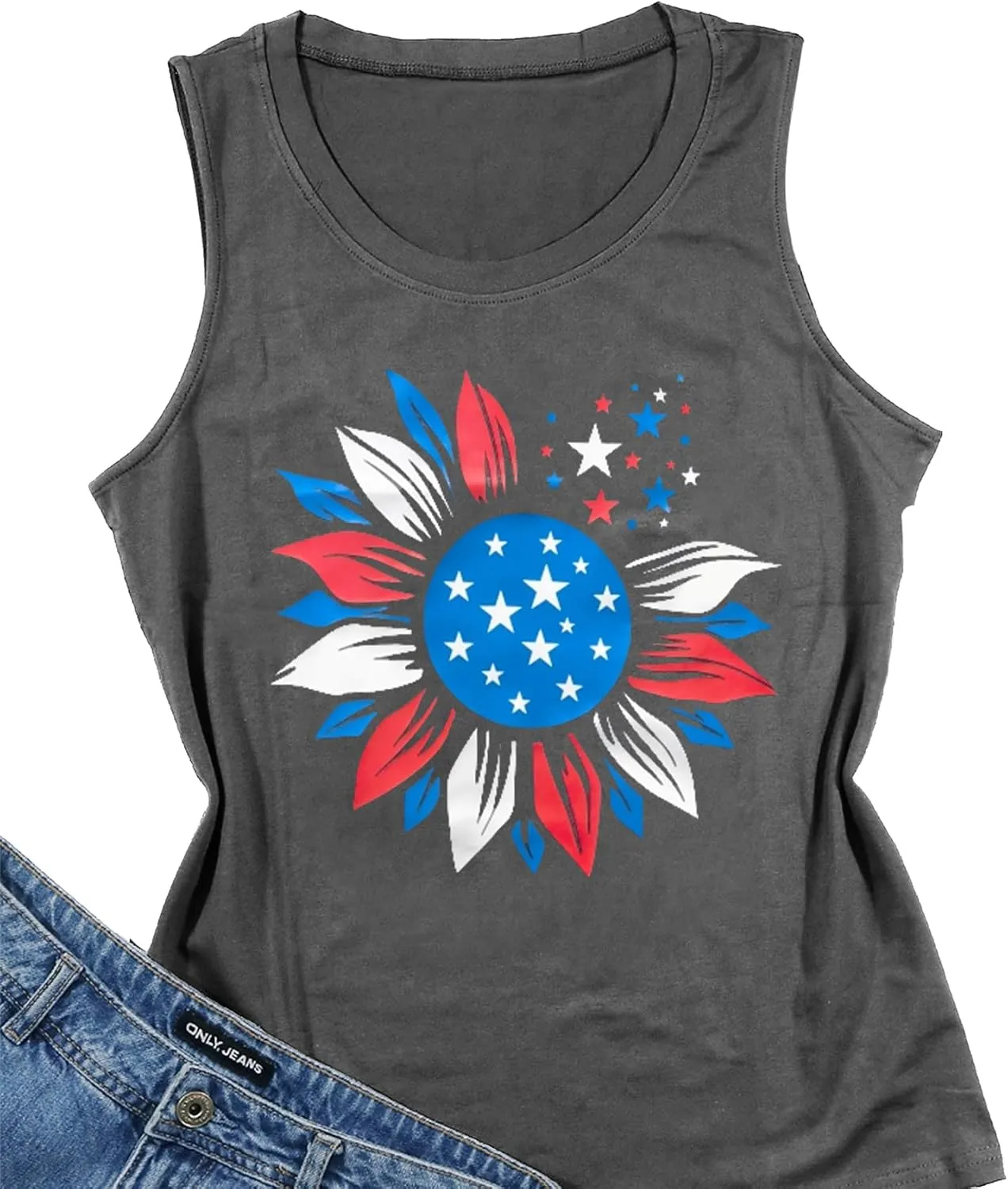 American Flag Tank Tops Women 4th of July Patriotic Shirt USA Flag Stars Stripes Tee