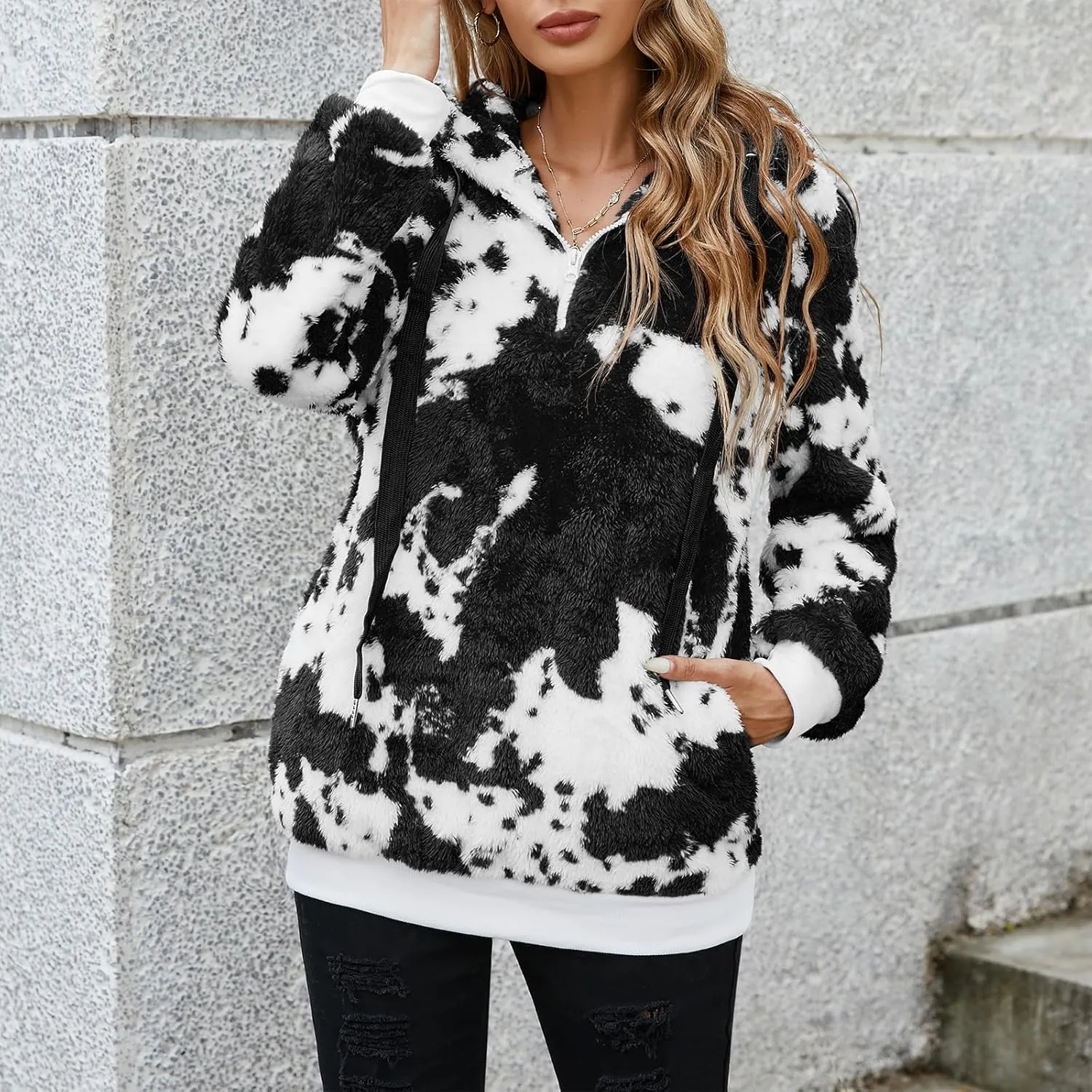 American Trends Oversized Sweatshirts for Women Athletic Womens Sherpa Hoodie Fluffy Women's Hoodies Pullover with Pockets