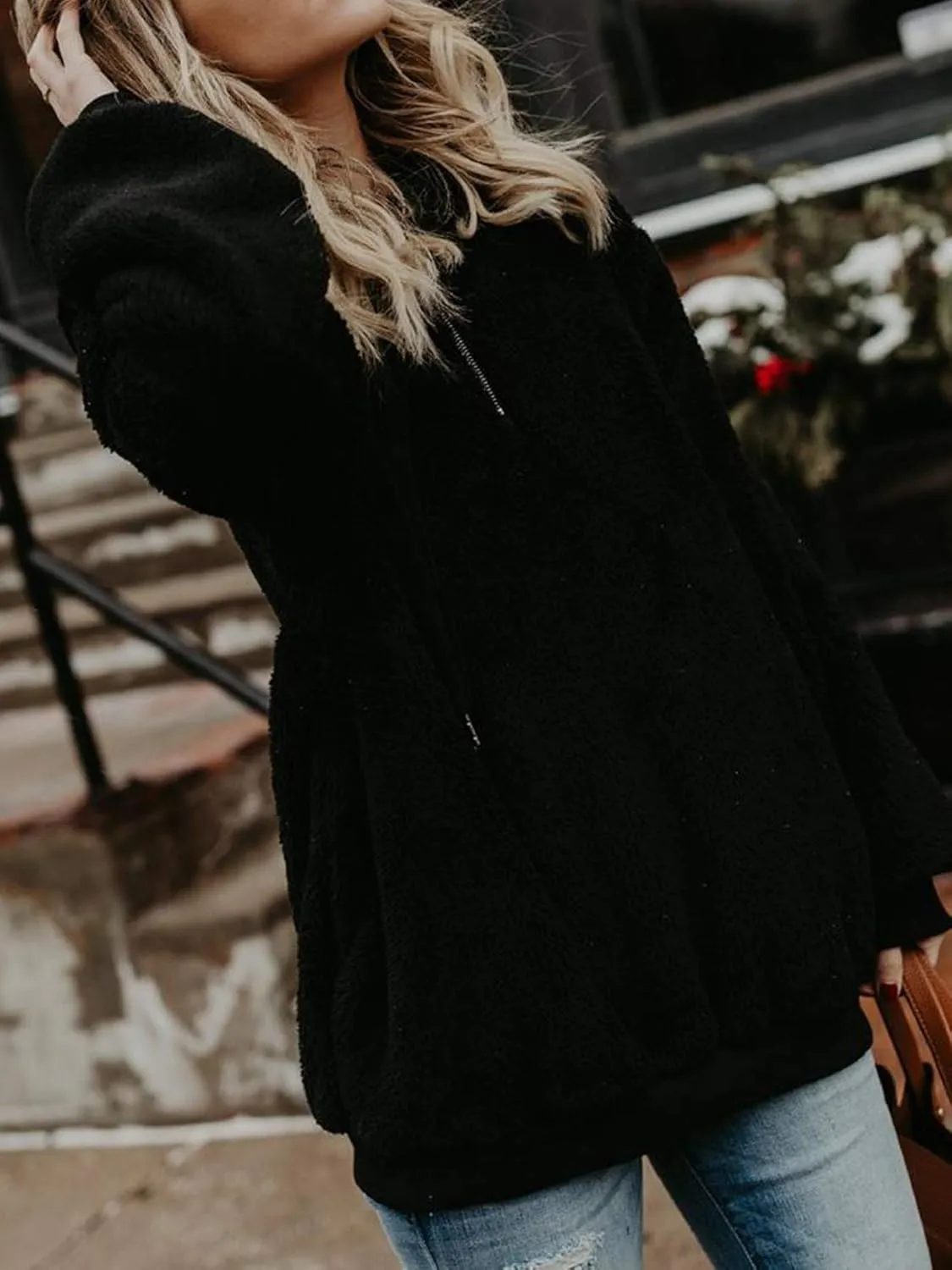 American Trends Oversized Sweatshirts for Women Athletic Womens Sherpa Hoodie Fluffy Women's Hoodies Pullover with Pockets