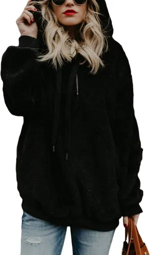 American Trends Oversized Sweatshirts for Women Athletic Womens Sherpa Hoodie Fluffy Women's Hoodies Pullover with Pockets