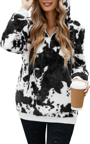 American Trends Oversized Sweatshirts for Women Athletic Womens Sherpa Hoodie Fluffy Women's Hoodies Pullover with Pockets