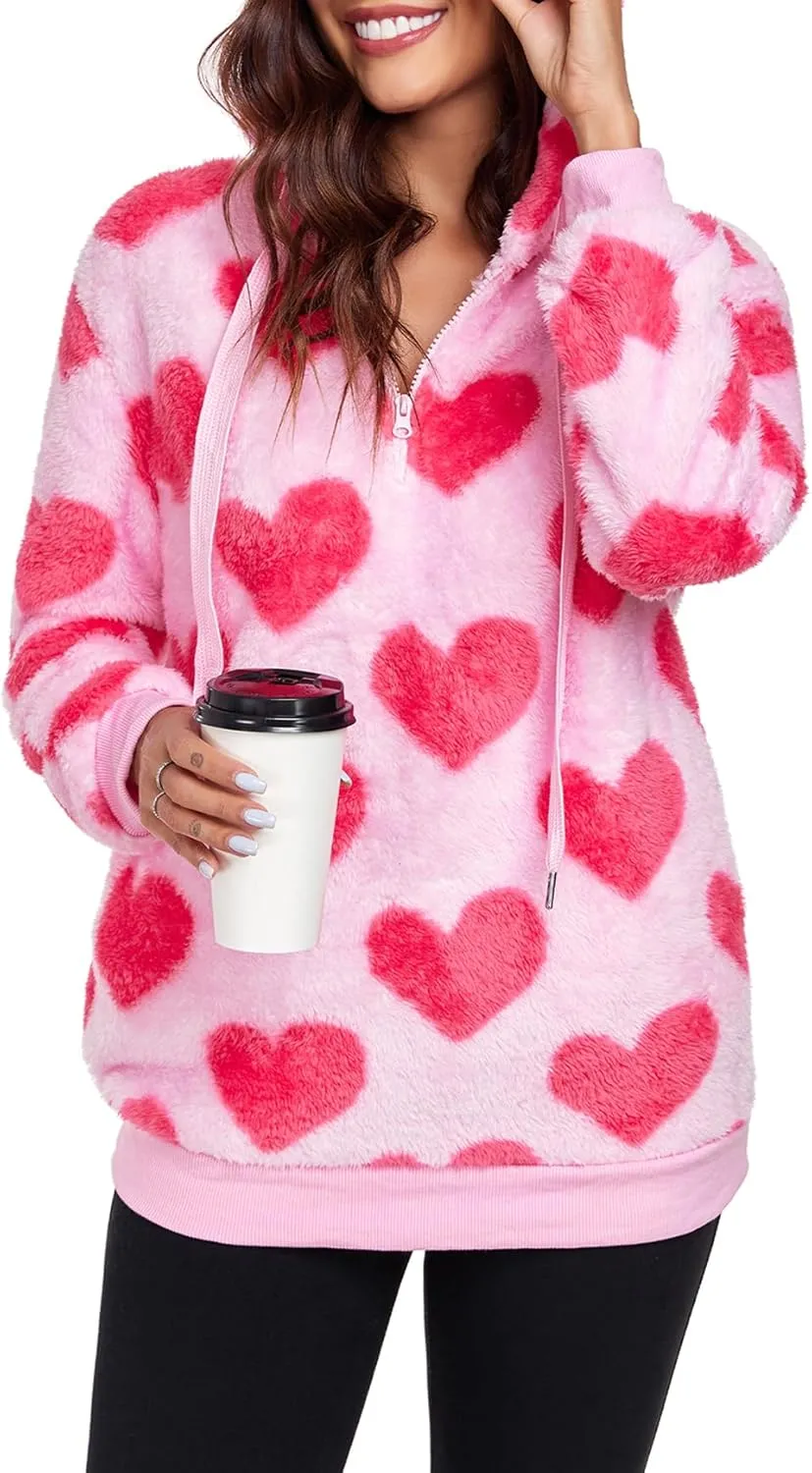 American Trends Oversized Sweatshirts for Women Athletic Womens Sherpa Hoodie Fluffy Women's Hoodies Pullover with Pockets
