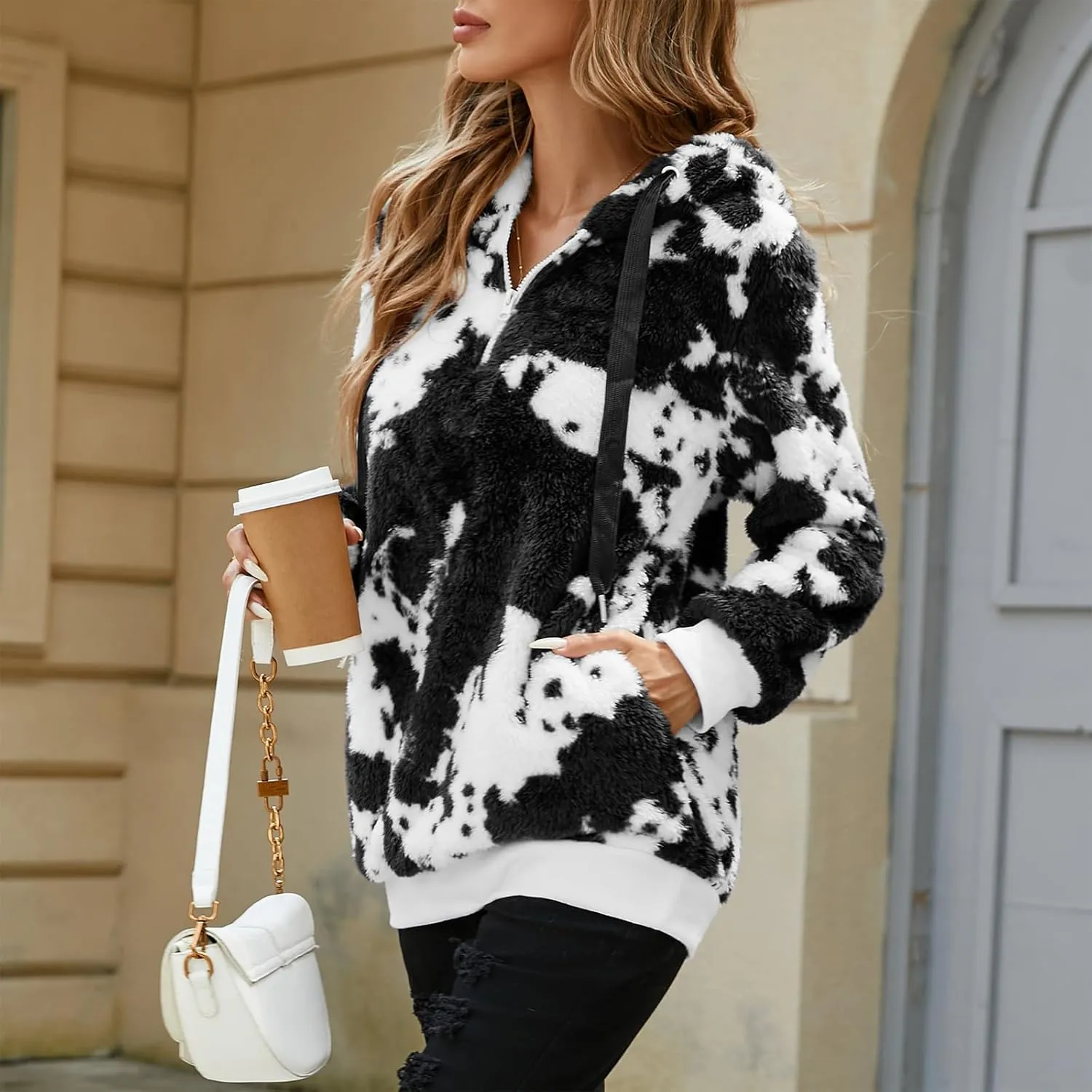 American Trends Oversized Sweatshirts for Women Athletic Womens Sherpa Hoodie Fluffy Women's Hoodies Pullover with Pockets