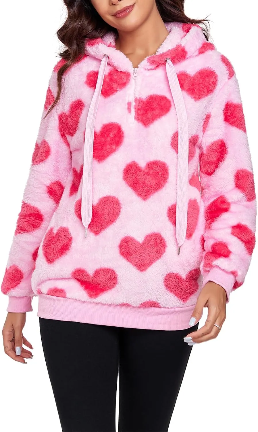 American Trends Oversized Sweatshirts for Women Athletic Womens Sherpa Hoodie Fluffy Women's Hoodies Pullover with Pockets
