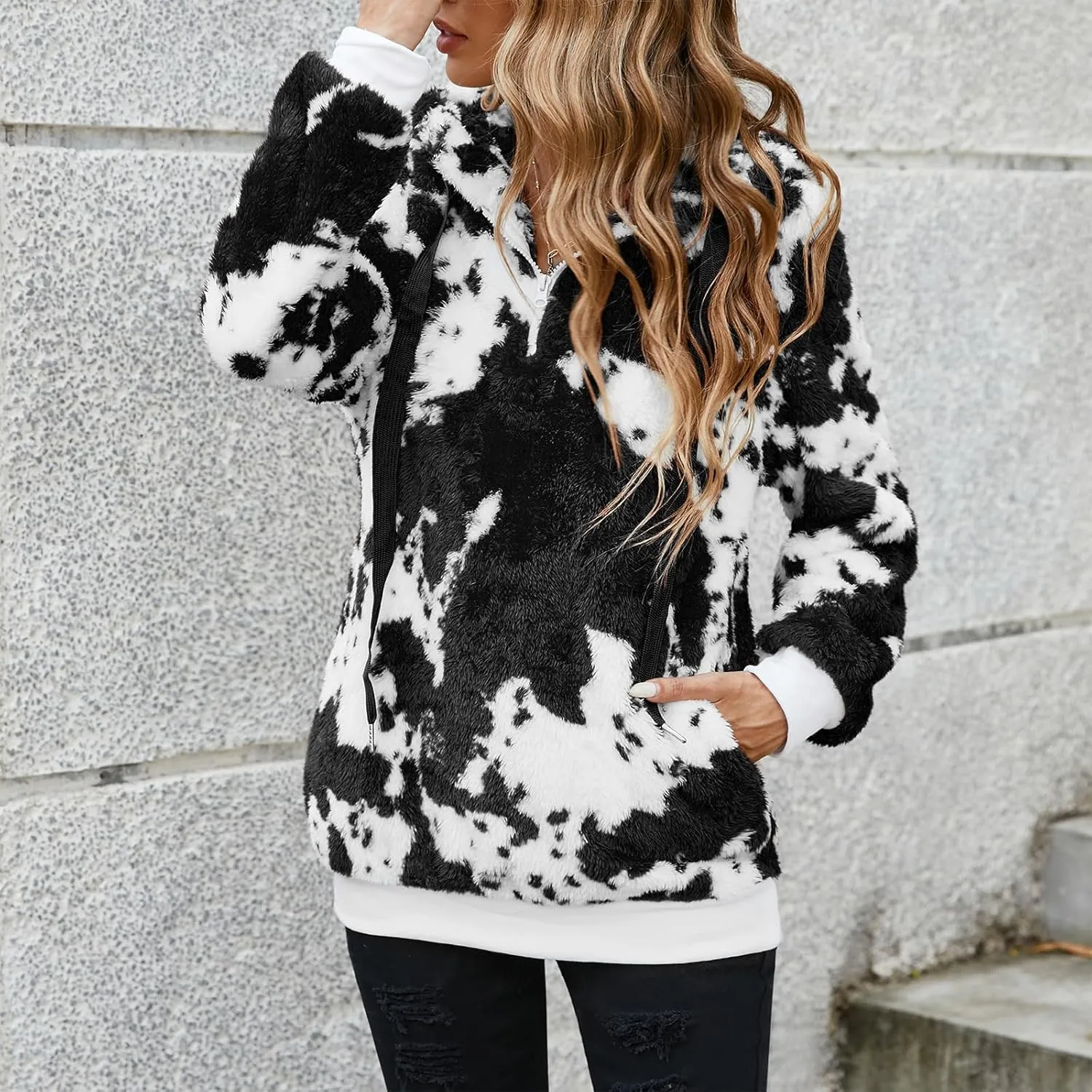 American Trends Oversized Sweatshirts for Women Athletic Womens Sherpa Hoodie Fluffy Women's Hoodies Pullover with Pockets