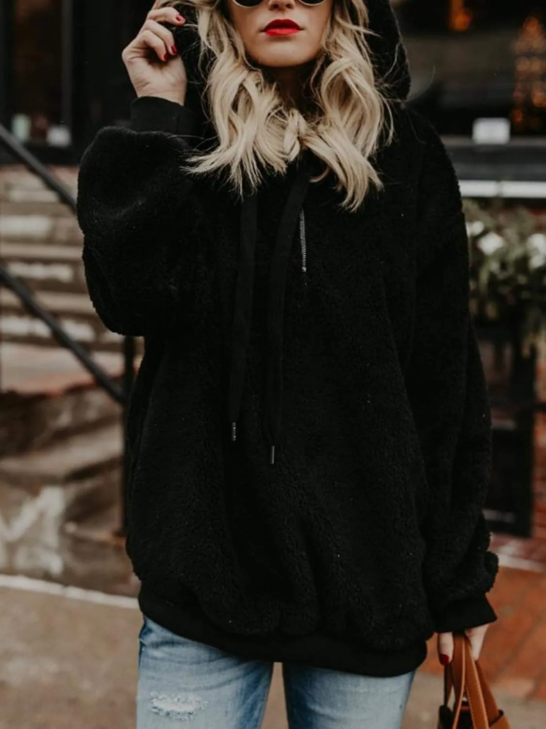 American Trends Oversized Sweatshirts for Women Athletic Womens Sherpa Hoodie Fluffy Women's Hoodies Pullover with Pockets
