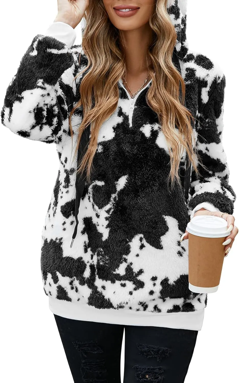 American Trends Oversized Sweatshirts for Women Athletic Womens Sherpa Hoodie Fluffy Women's Hoodies Pullover with Pockets