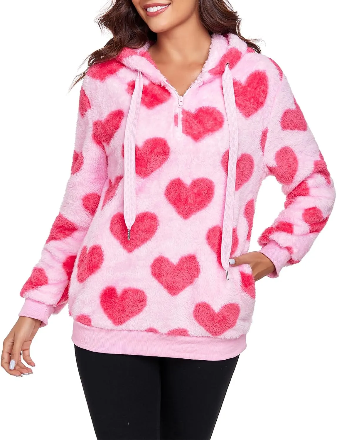 American Trends Oversized Sweatshirts for Women Athletic Womens Sherpa Hoodie Fluffy Women's Hoodies Pullover with Pockets