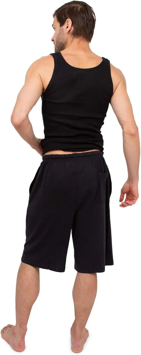 Andrew Scott Men's 3 Pack Soft & Light Cotton Drawstring Yoga Lounge & Sleep Jam Shorts/Jersey Shorts with Pockets