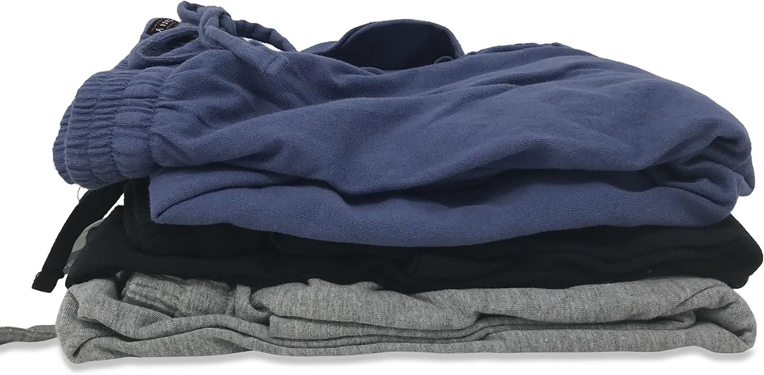 Andrew Scott Men's 3 Pack Soft & Light Cotton Drawstring Yoga Lounge & Sleep Jam Shorts/Jersey Shorts with Pockets