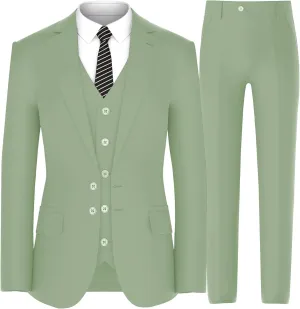 Antonio Uomo Mens Suit Set  Slim Fit 3 Piece Blazer 2 Button Jacket Vest Pants Business Wedding Party Solid Dress Suits