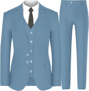 Antonio Uomo Mens Suit Set  Slim Fit 3 Piece Blazer 2 Button Jacket Vest Pants Business Wedding Party Solid Dress Suits