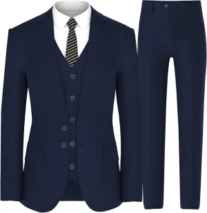 Antonio Uomo Mens Suit Set  Slim Fit 3 Piece Blazer 2 Button Jacket Vest Pants Business Wedding Party Solid Dress Suits