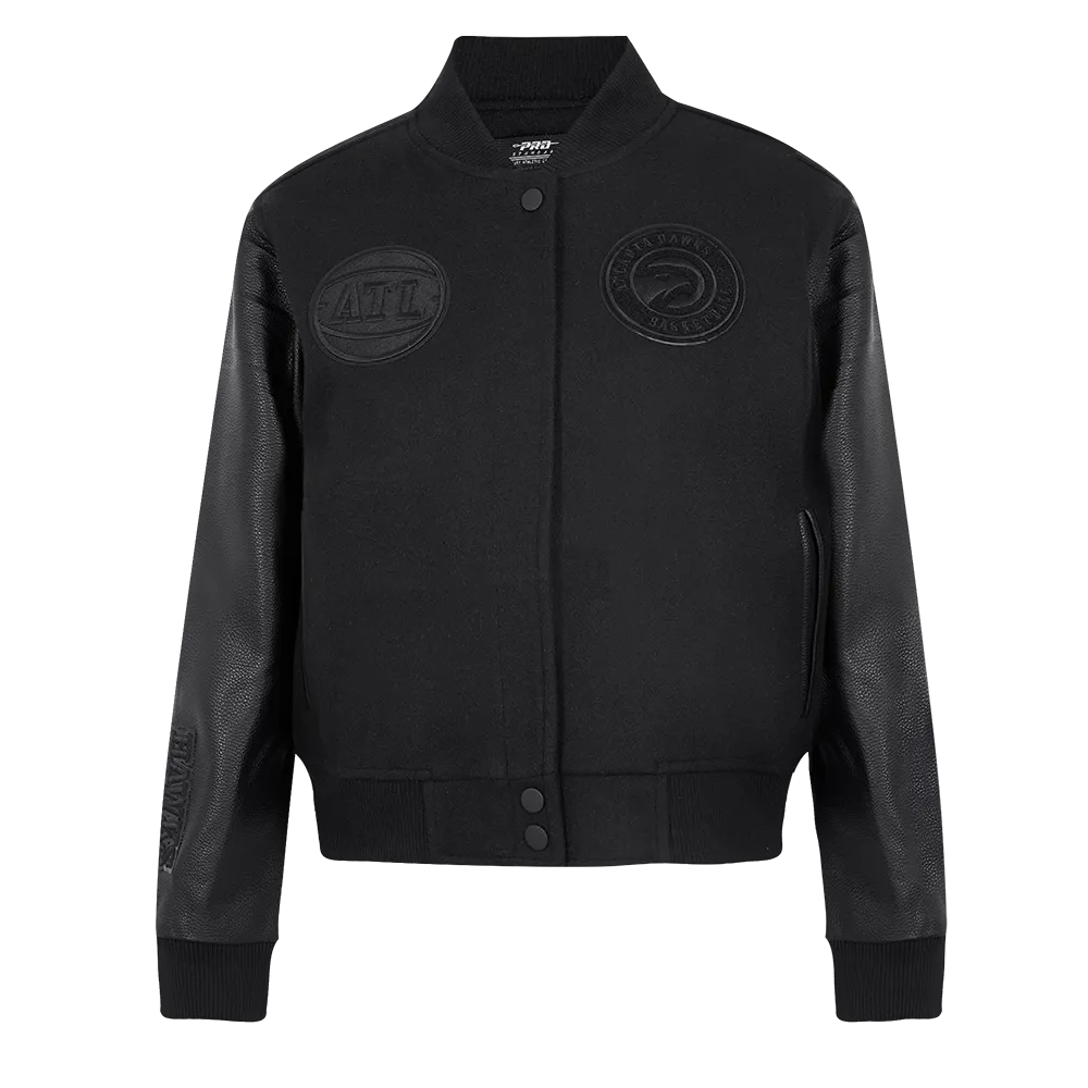 ATLANTA HAWKS TRIPLE BLACK WOMEN'S WOOL VARSITY JACKET (TRIPLE BLACK WOMEN'S)
