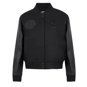 ATLANTA HAWKS TRIPLE BLACK WOMEN'S WOOL VARSITY JACKET (TRIPLE BLACK WOMEN'S)