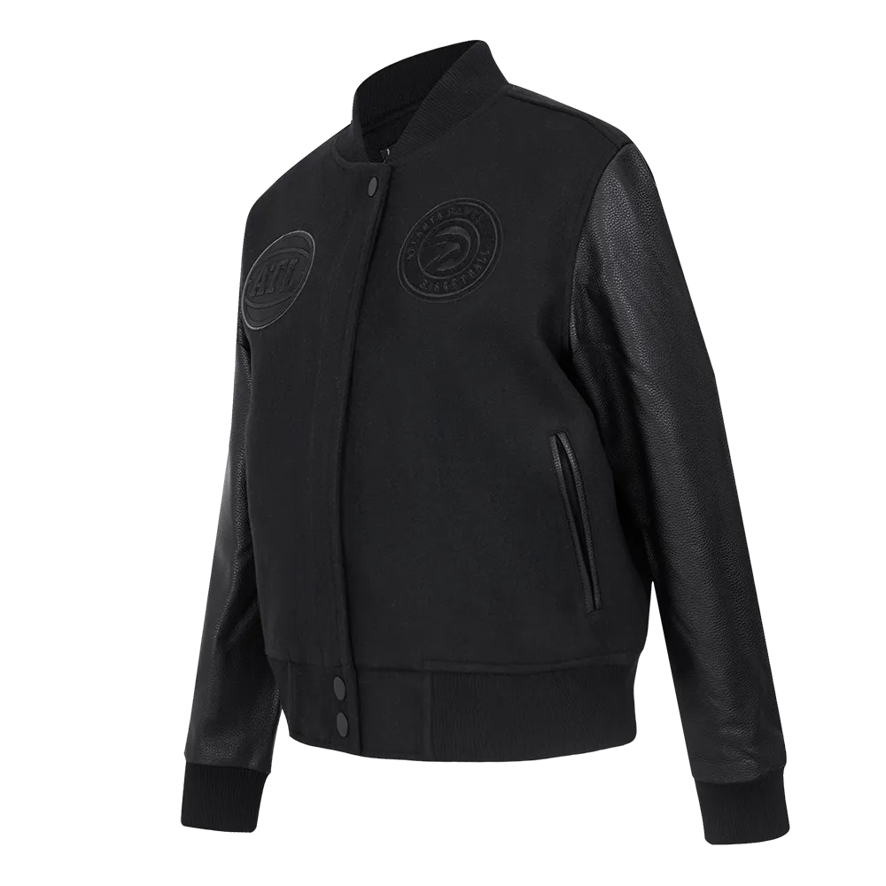 ATLANTA HAWKS TRIPLE BLACK WOMEN'S WOOL VARSITY JACKET (TRIPLE BLACK WOMEN'S)