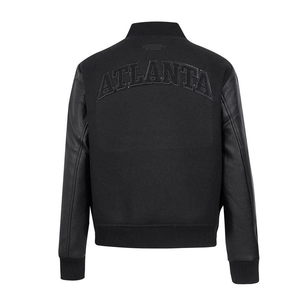 ATLANTA HAWKS TRIPLE BLACK WOMEN'S WOOL VARSITY JACKET (TRIPLE BLACK WOMEN'S)