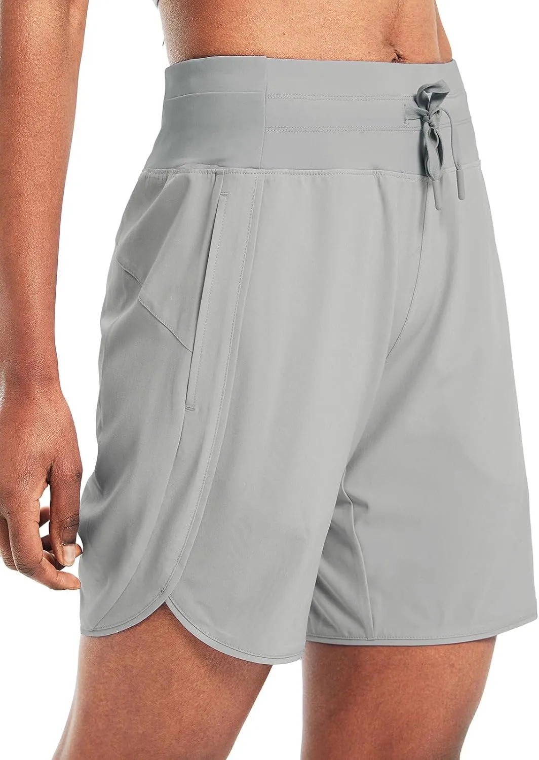 baleaf Women's 7" Athletic Long Running Shorts Workout Gym Quick Dry Hiking Shorts High Waisted Zipper Pocket