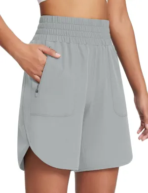 baleaf Women's Athletic Shorts 7 Inch Long Running Workout Hiking Shorts High Waisted Quick Dry Zipper Pockets UPF50 