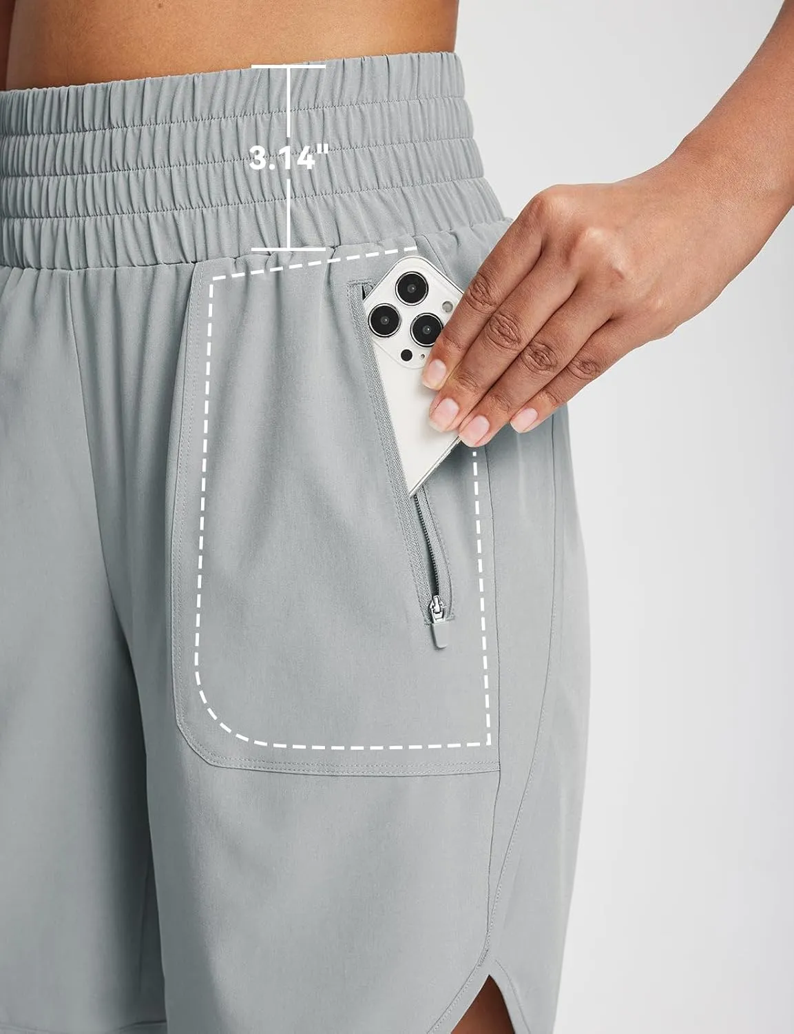 baleaf Women's Athletic Shorts 7 Inch Long Running Workout Hiking Shorts High Waisted Quick Dry Zipper Pockets UPF50 