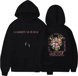 BANGELY Faith Over Fear Hoodie Women Christian Sweatshirt Graphic Christian Religious Sayings Sweater Bible Pullover Tops