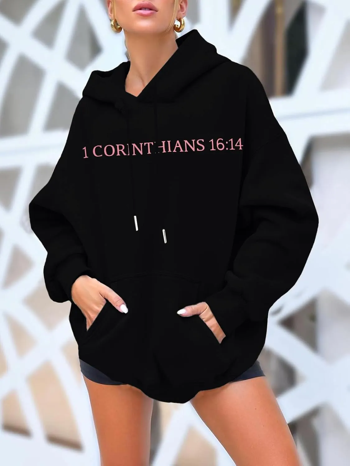 BANGELY Faith Over Fear Hoodie Women Christian Sweatshirt Graphic Christian Religious Sayings Sweater Bible Pullover Tops