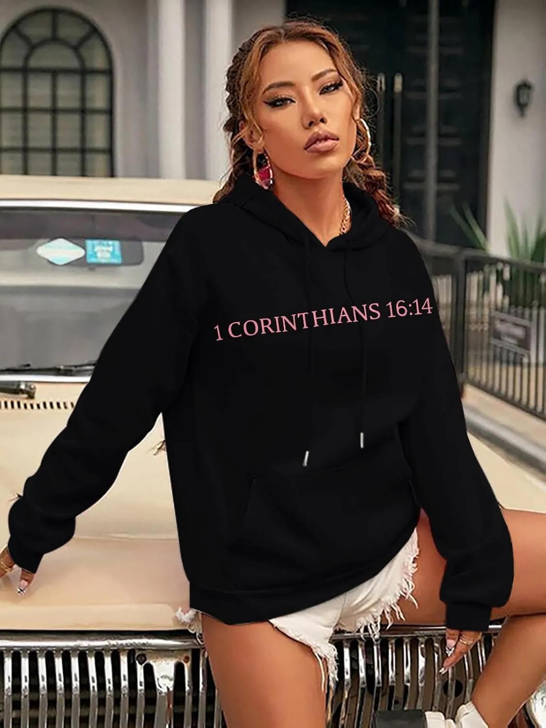 BANGELY Faith Over Fear Hoodie Women Christian Sweatshirt Graphic Christian Religious Sayings Sweater Bible Pullover Tops