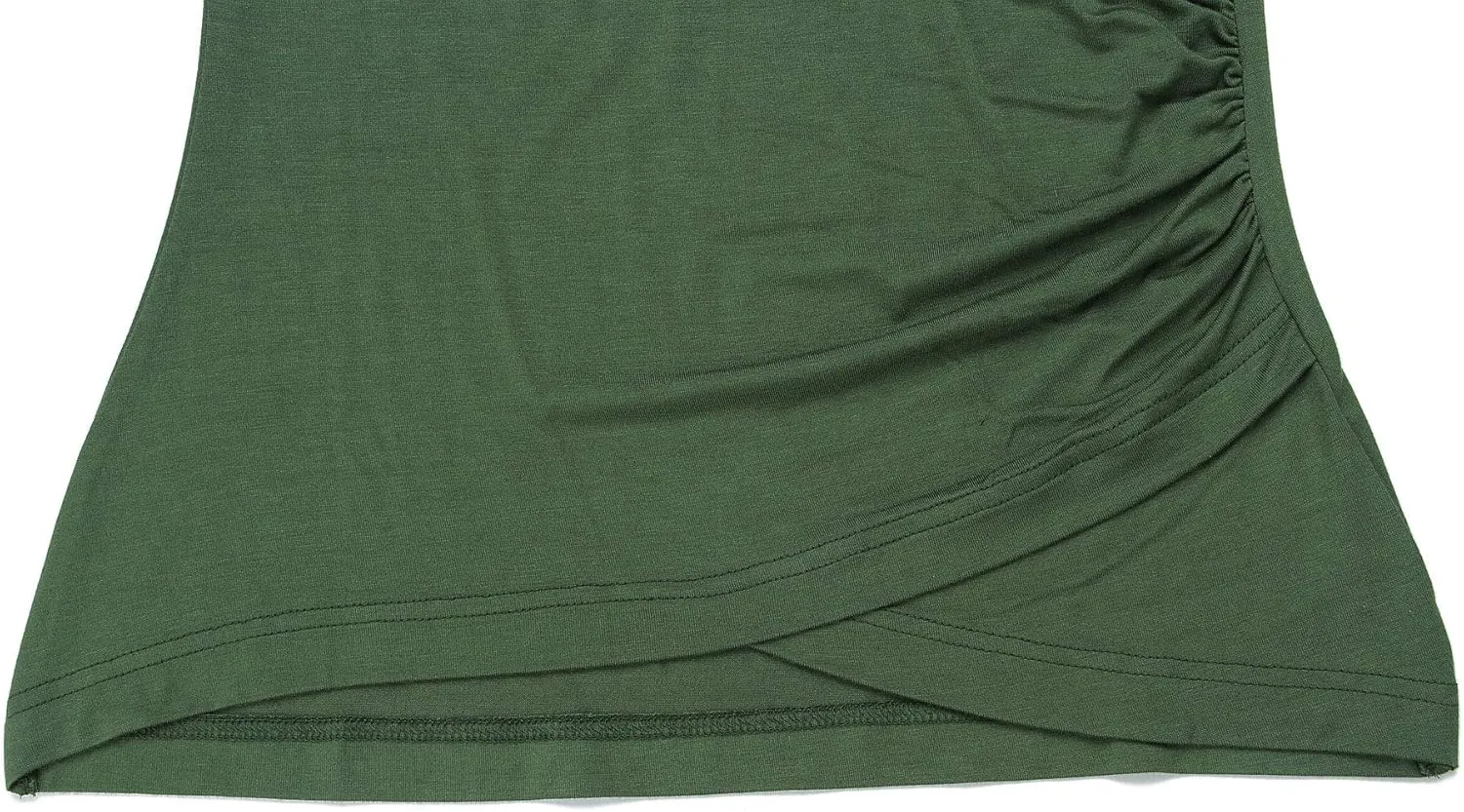 Beauhuty Women's Top Deep V Neck Slim Fitted T-Shirt Front Wrap Ruched Short Sleeve Tee
