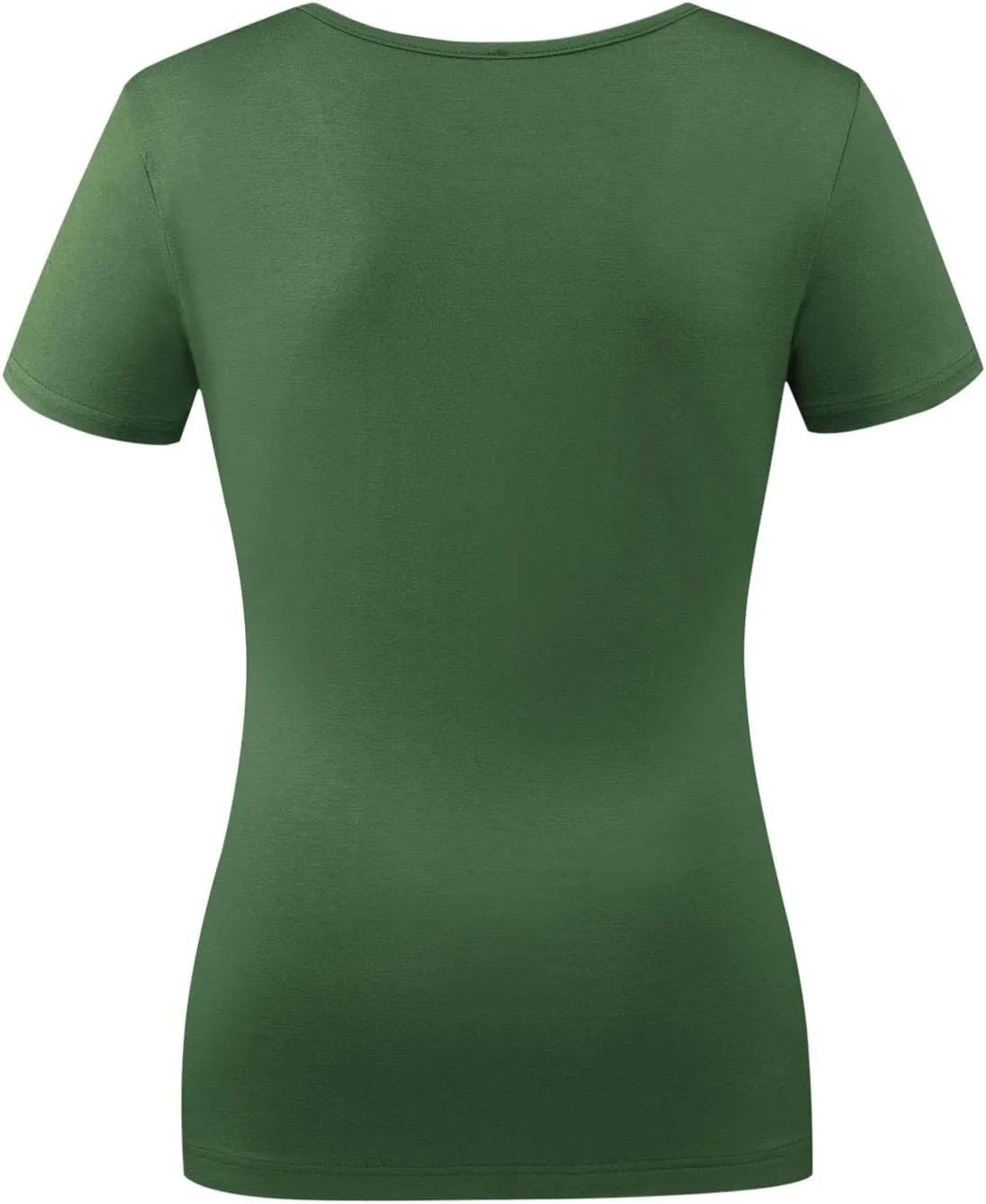Beauhuty Women's Top Deep V Neck Slim Fitted T-Shirt Front Wrap Ruched Short Sleeve Tee