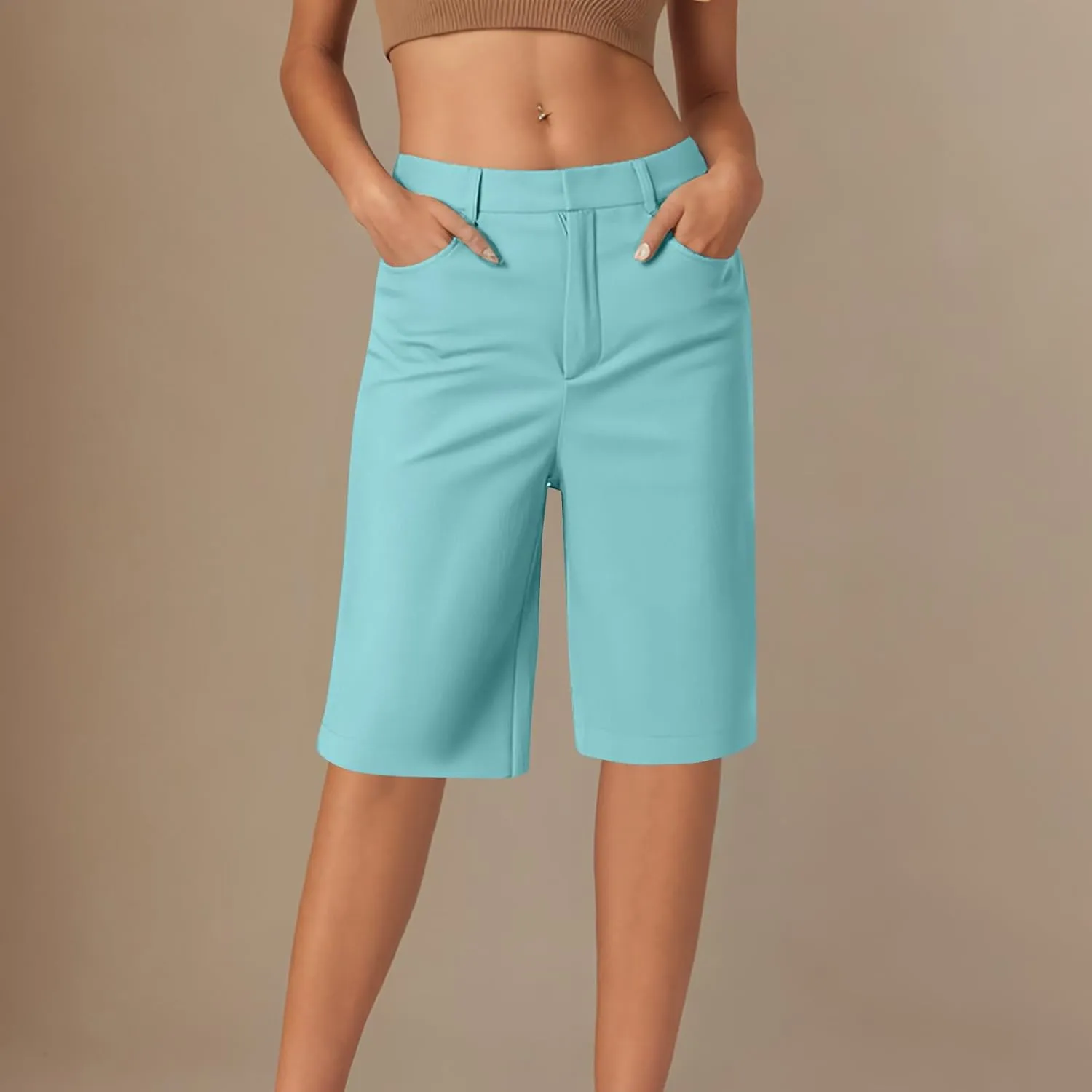 Bermuda Shorts for Women Dressy Casual 2025 High Waisted Stretchy Short Trousers Hiking Pants Summer Vacation Outfits