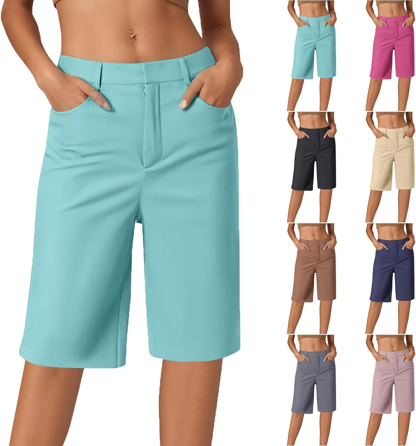 Bermuda Shorts for Women Dressy Casual 2025 High Waisted Stretchy Short Trousers Hiking Pants Summer Vacation Outfits