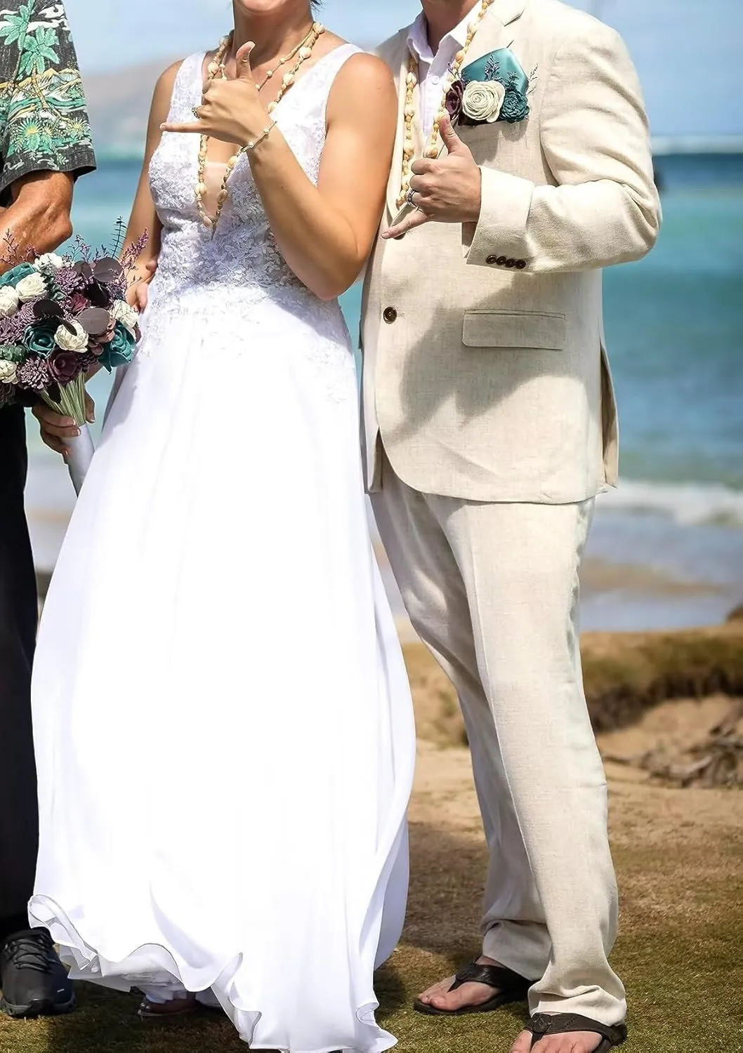 Bofan 2 Piece Linen Suits for Men Slim Fit Casual Beach Wedding Summer Grooms Groomsmen Linen Blazer Pants Suit