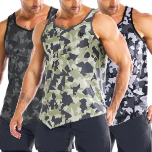 BROKIG Men's Irregular Gym Tank Tops 3 Pack Lightweight Quick Dry Running Sleeveless Shirts Bodybuilding Tee