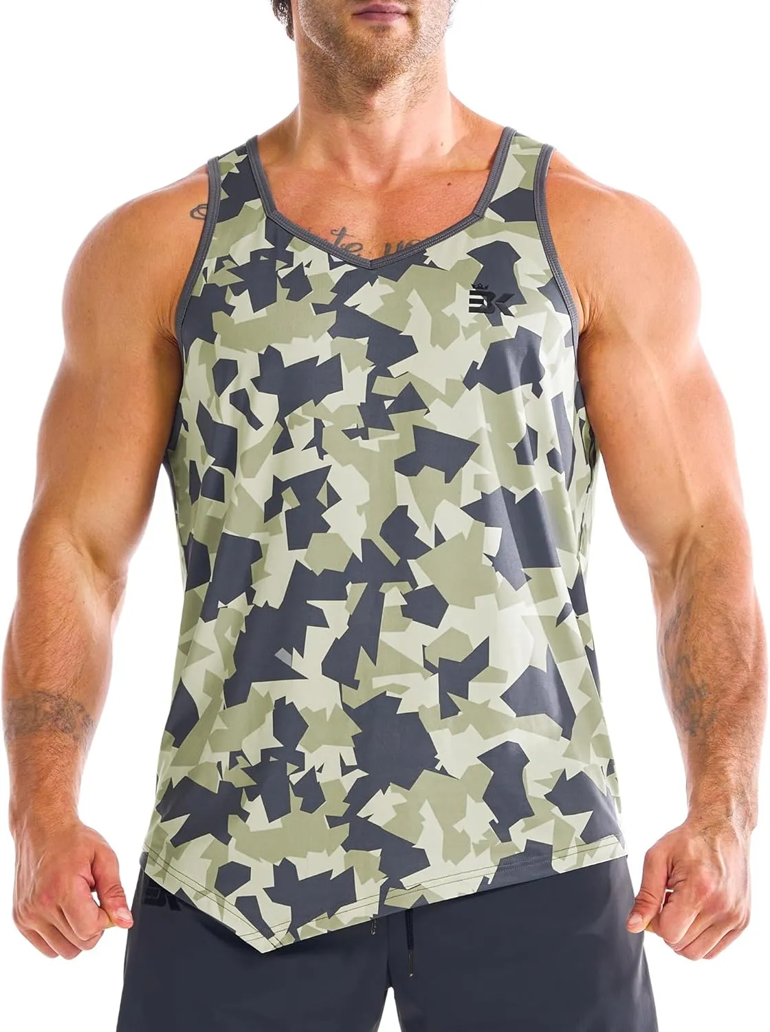 BROKIG Men's Irregular Gym Tank Tops 3 Pack Lightweight Quick Dry Running Sleeveless Shirts Bodybuilding Tee
