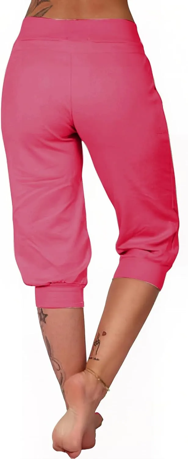 Capri Pants for Women Summer Casual High Waisted Drawstring Capris Dressy Lightweight Trendy Leggings with Pockets