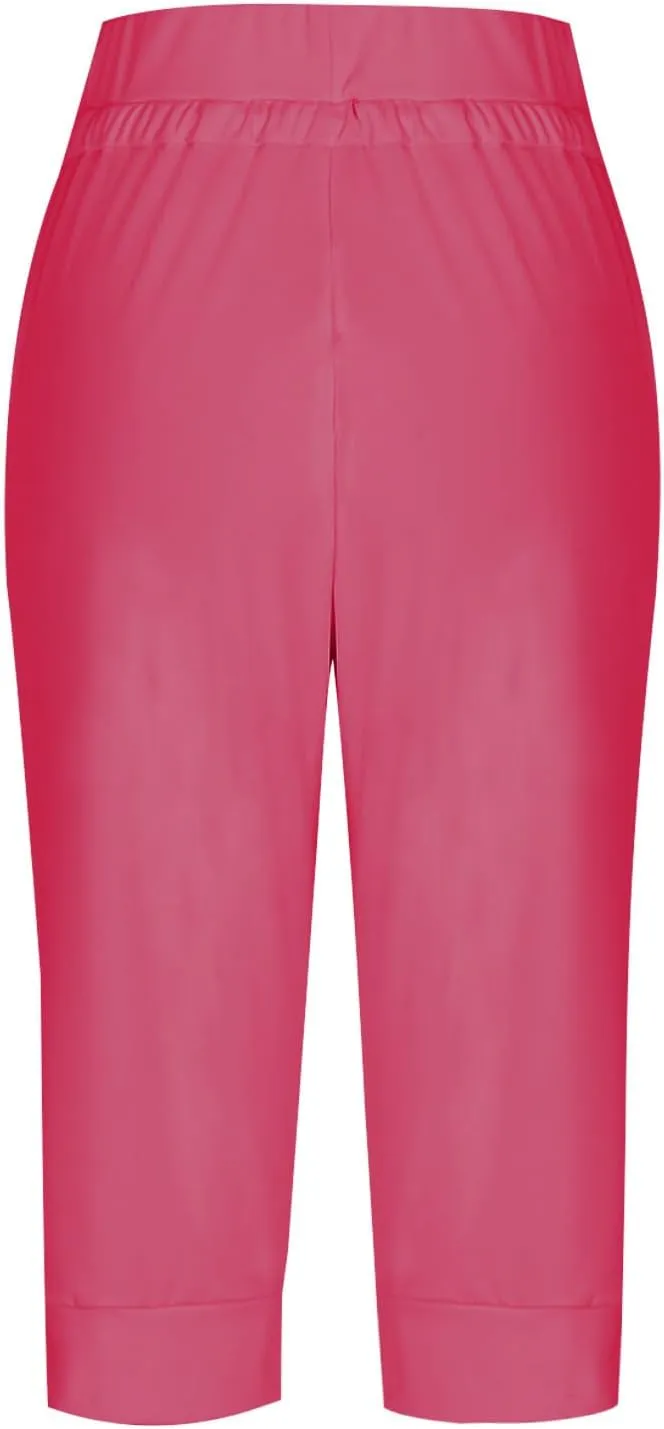 Capri Pants for Women Summer Casual High Waisted Drawstring Capris Dressy Lightweight Trendy Leggings with Pockets